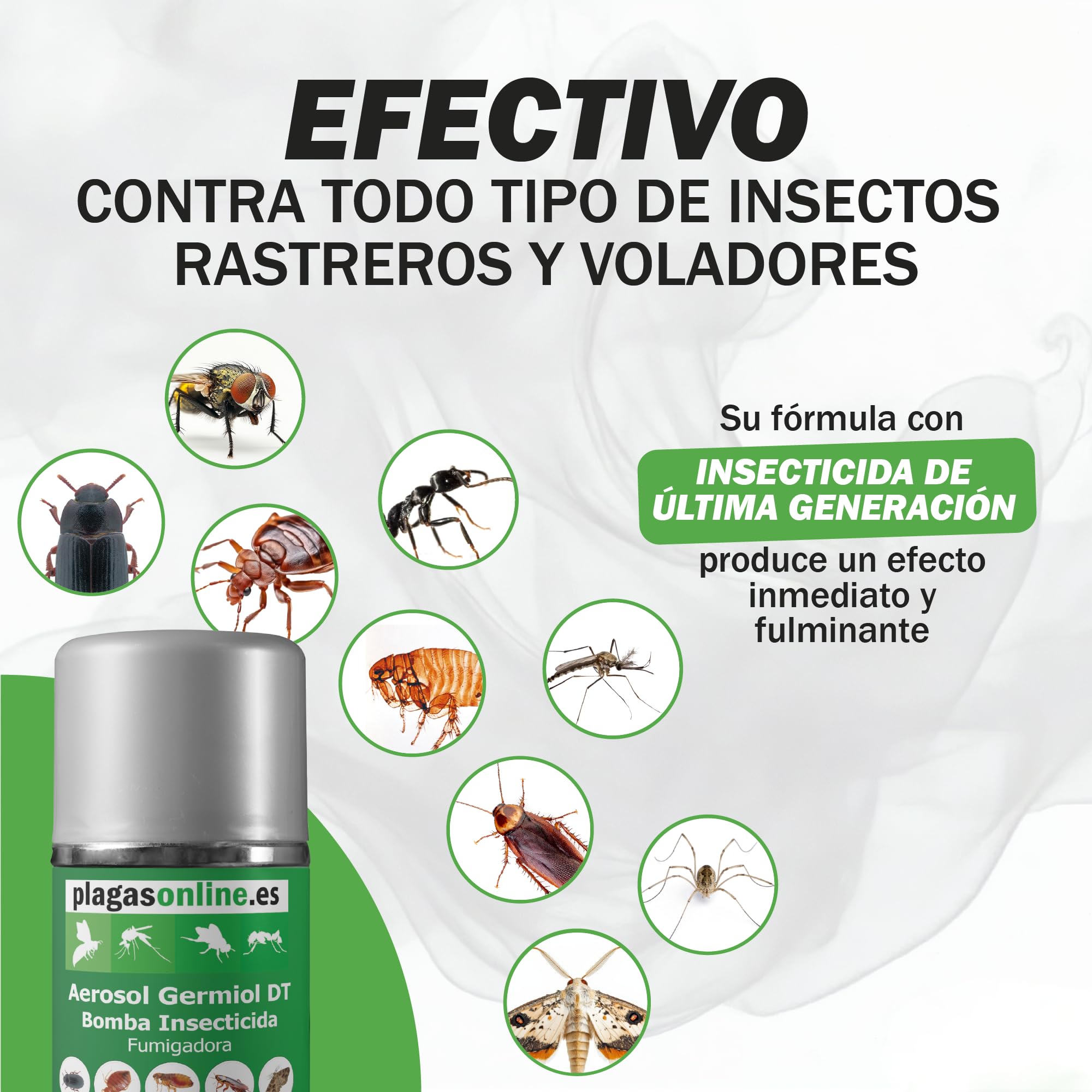 Bomba Insecticida Fumigadora anti Chinches, Ácaros, Pulgas, Cucarachas, Mosquitos, Hormigas, Polillas… - Uso interiores - Acción Rápida y Duradera - 100ml (3 uds)