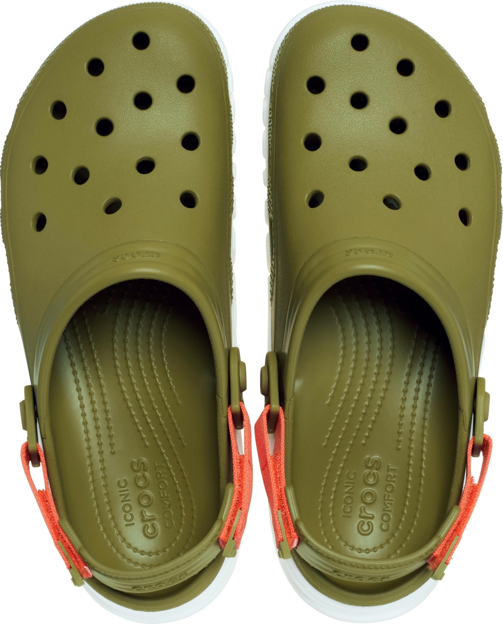 Crocs Duet Max II Clogs Men\'s 9 Olive Green Orange Outdoor Comfort Trail Army Crocs Duet Max 2 ii Clog Dusty Olive Green Sandal Size Mens  main image 3