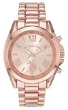 U.S. Polo Assn. Women's Rose Gold Chronograph-Style Watch – Polished Finish with Roman Numerals, Durable Metal Bracelet, and Quartz Movement for Stylish Everyday Wear