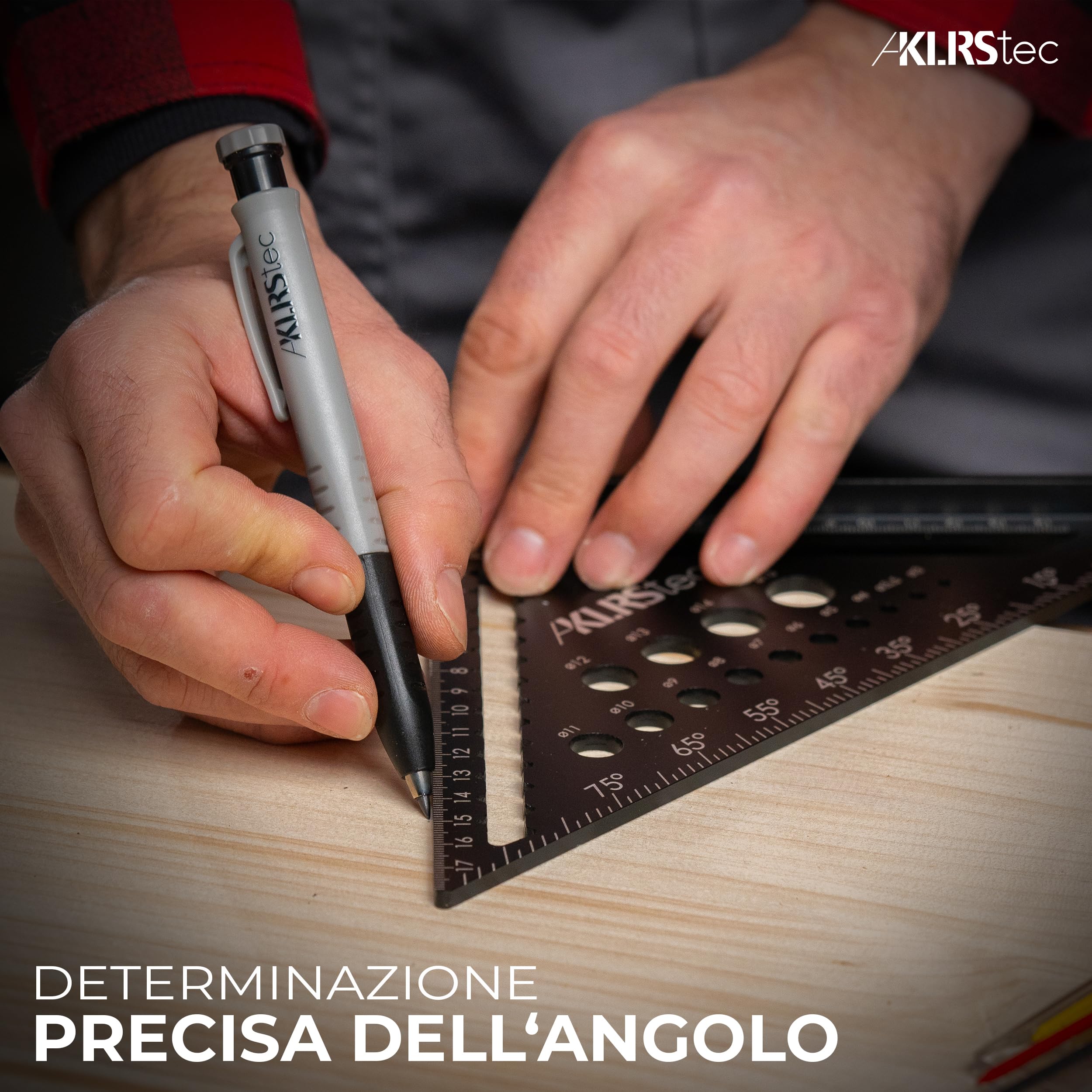 Squadra da falegname professionale Set utensili lavorazione legno 7 pezzi con matita e puntali