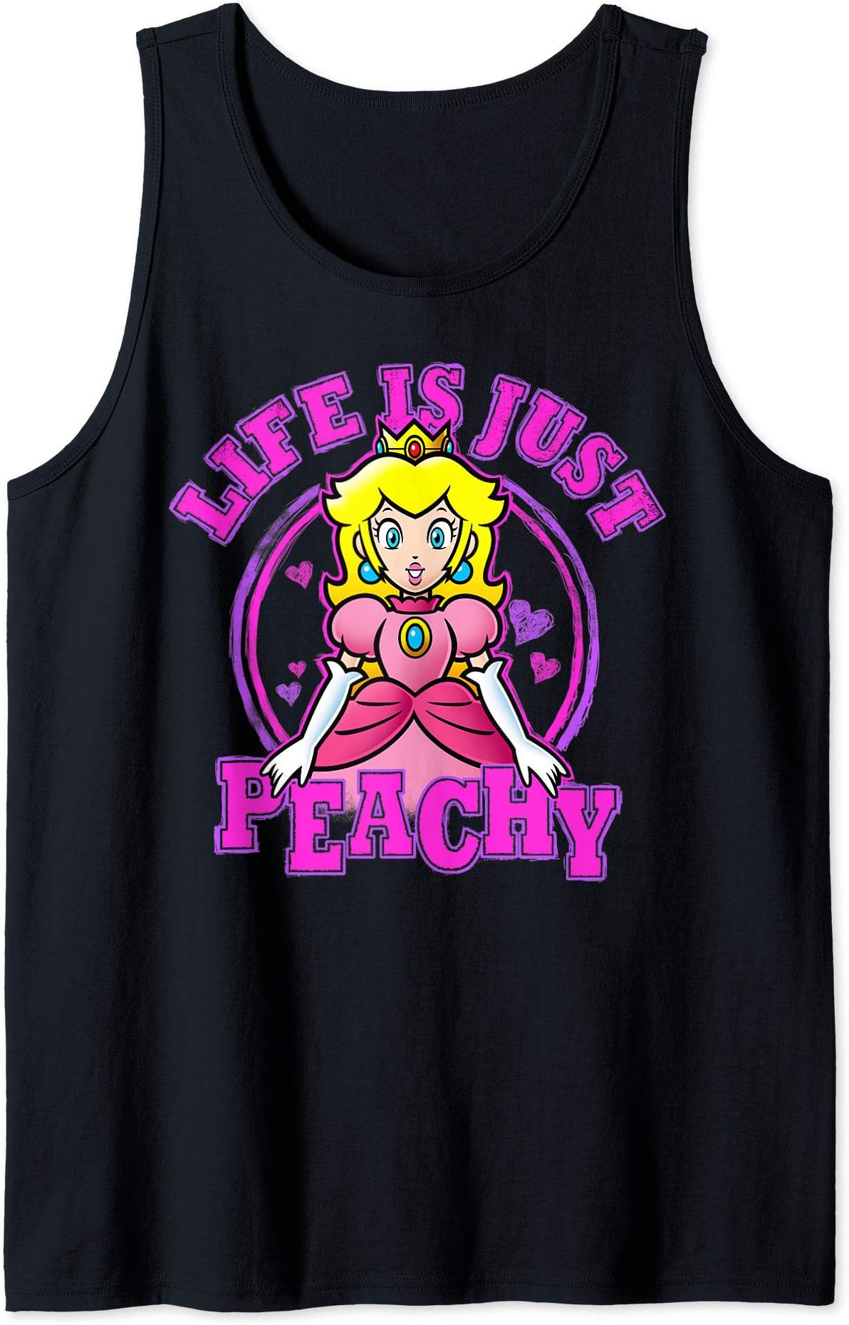 Super MarioPeach Life Is Just Peachy Hearts Logo Tank Top