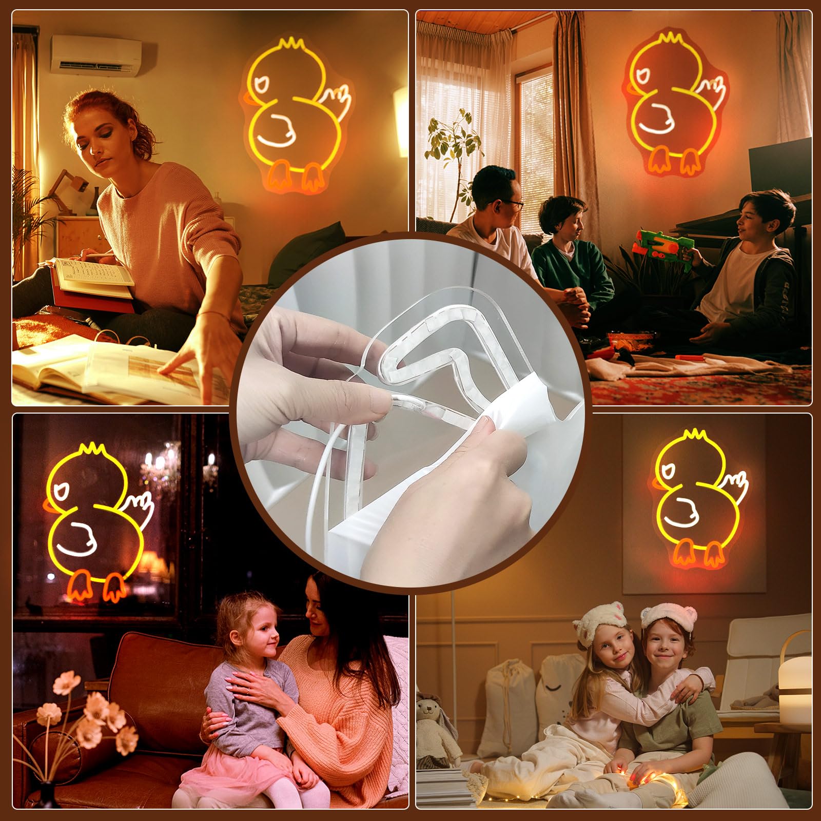 Duck Off Neon Signs for Wall Decor Yellow White LED Light Sign for