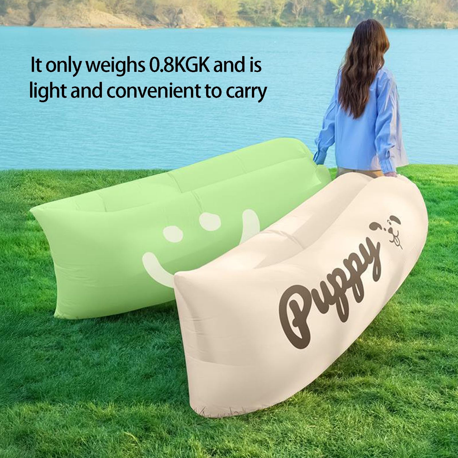 Canapé gonflable d'extérieur avec étui de rangement adapté pour les concerts, les activités et les voyages en voiture, canapé d'extérieur à gonflage rapide