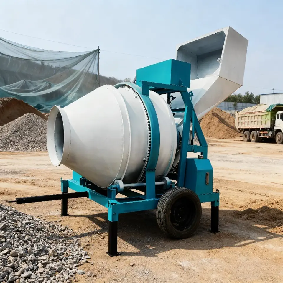 Misturador de cimento de tambor móvel, máquina de mistura de concreto eficiente para fundações de construção e locais de construção