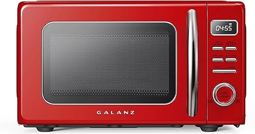 Galanz - Horno microondas retro GLCMKZ07RDR07, funciones de cocción y recalentamiento automáticos, descongelación e inicio rápido, fácil limpieza,