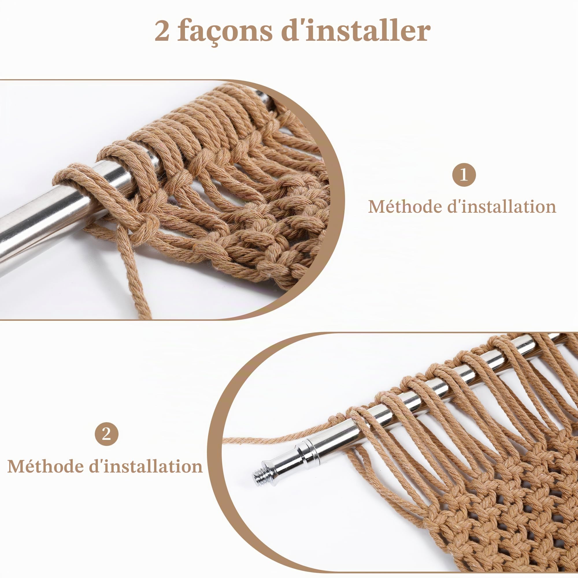 BECHAEO Rideau de perles en macramé fait à la main en coton pour porte, fenêtre, perles en bois et pompons à suspendre, séparateur de pièce, couloir, placard, chambre à coucher, décoration d'intimité,