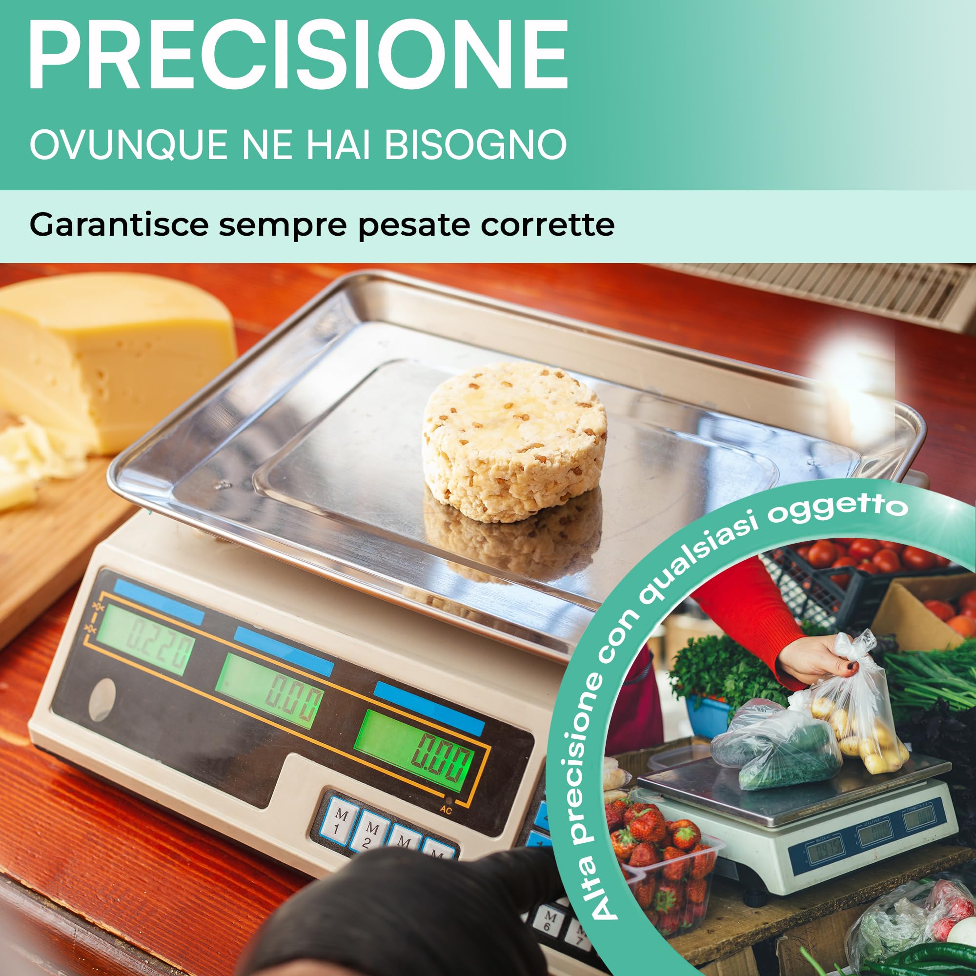 TEMPO DI SALDI Bilancia Elettronica Digitale Professionale Da 5 Gr A 40 Kg In Acciaio Inox