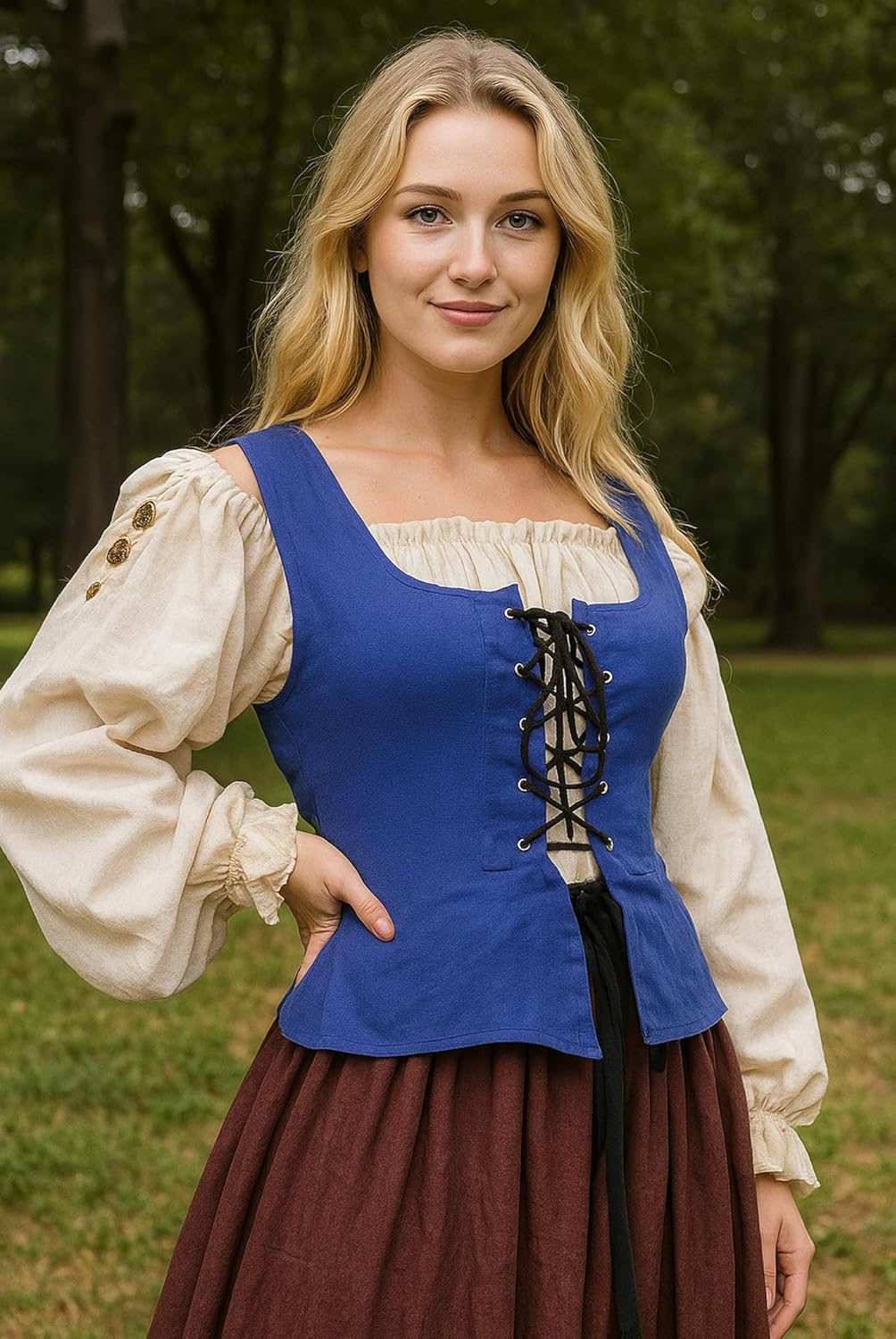 ThePirateDressing Medieval Wench Pirate Renaissance Cosplay Costume Reversible Peasant Bodice - Image 4