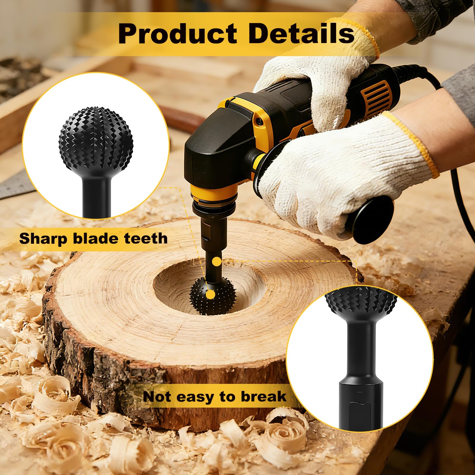 Raspa a sfera per legno, φ 25 mm + 40 mm, fresa a sfera per legno con filettatura M14, raspa per legno per smerigliatrice angolare 115/125 mm