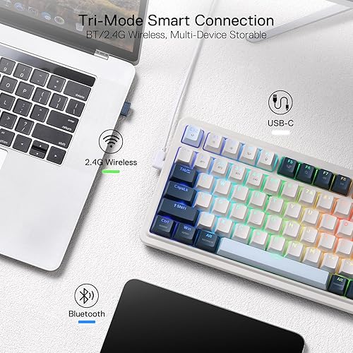 Miniatura 5 de Redragon K686 PRO - Teclado inalámbrico para juegos RGB de 98 teclas, teclado mecánico de 3 modos WinMac con amortiguación de ruido de 5 capas,