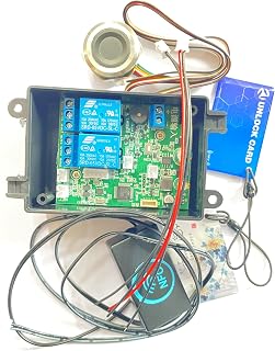 Taidacent 2 Channel Car Door Switch Relay Board Biometric Fingerprint Reader Access Control 12vdc Control Relay Car Ignition Switch (Board with Shell, Waterproof Metal Fingerprint)