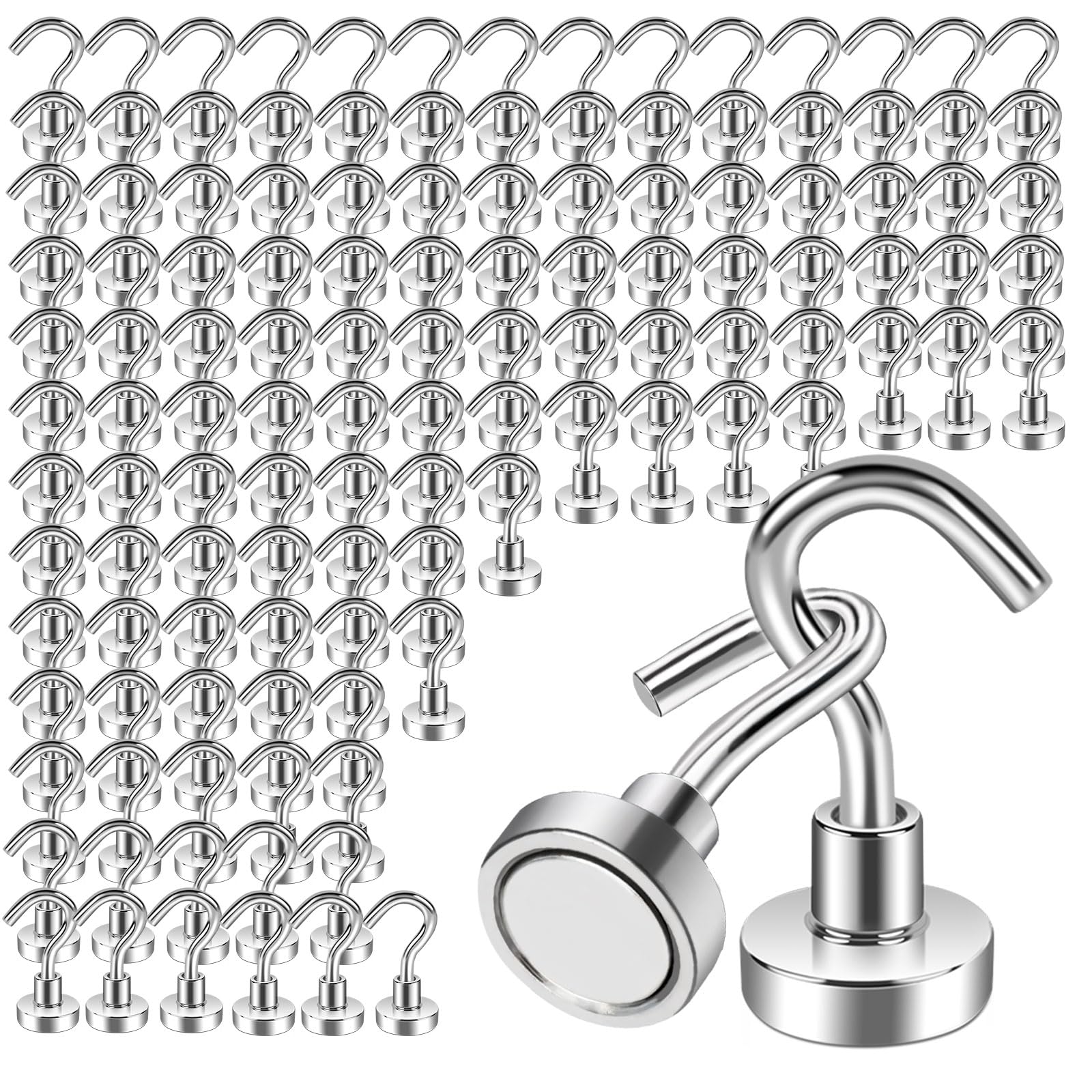 Paquete de 120 ganchos magnéticos, ganchos magnéticos de neodimio de 16 mm para cocina, garaje, parrilla, crucero, lugar de trabajo y oficina