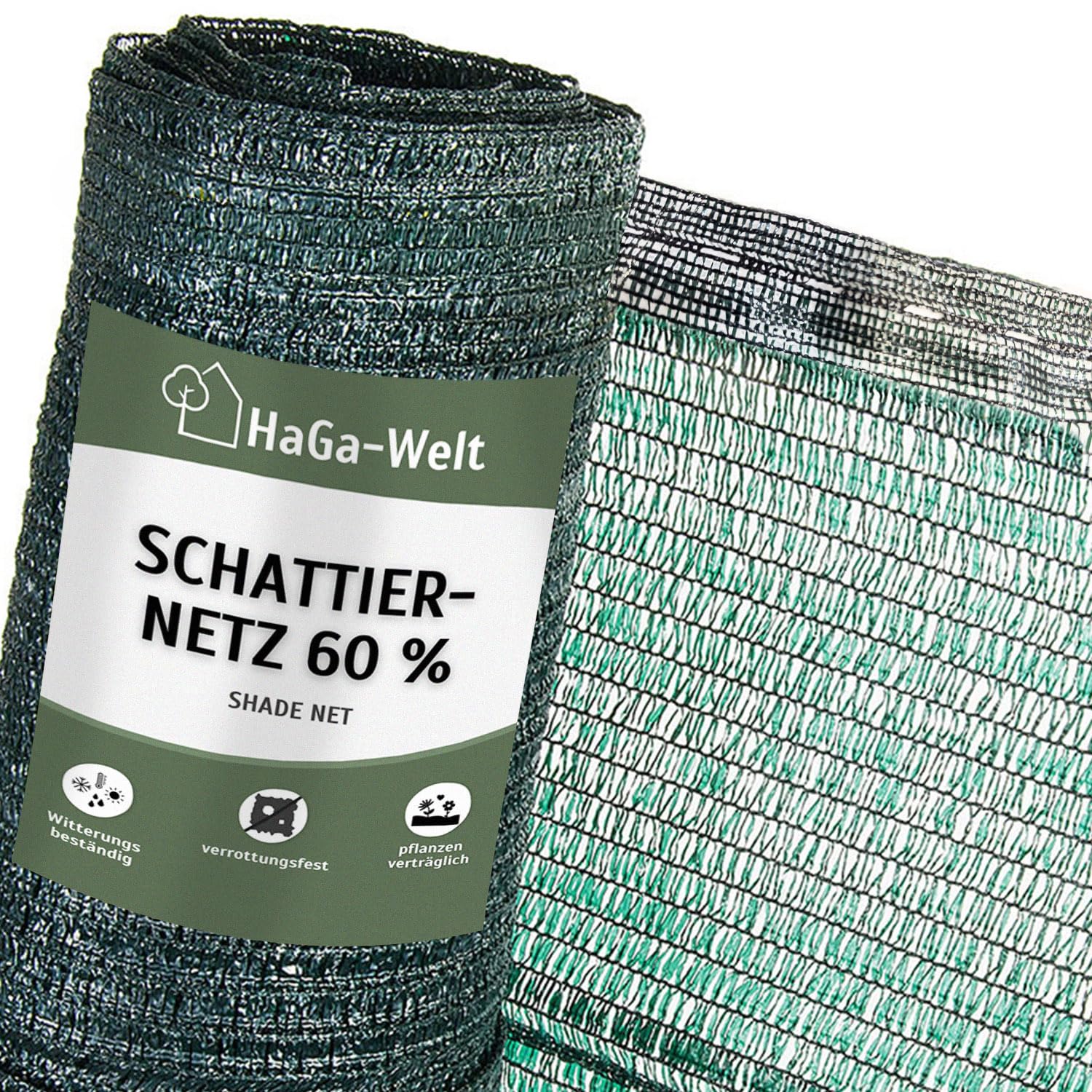 HAGA Filet d'ombrage 4 m x 5 m avec effet d'ombrage 60 % vert – Protection solaire pour clôture – occultant pour serre et potager – respirant