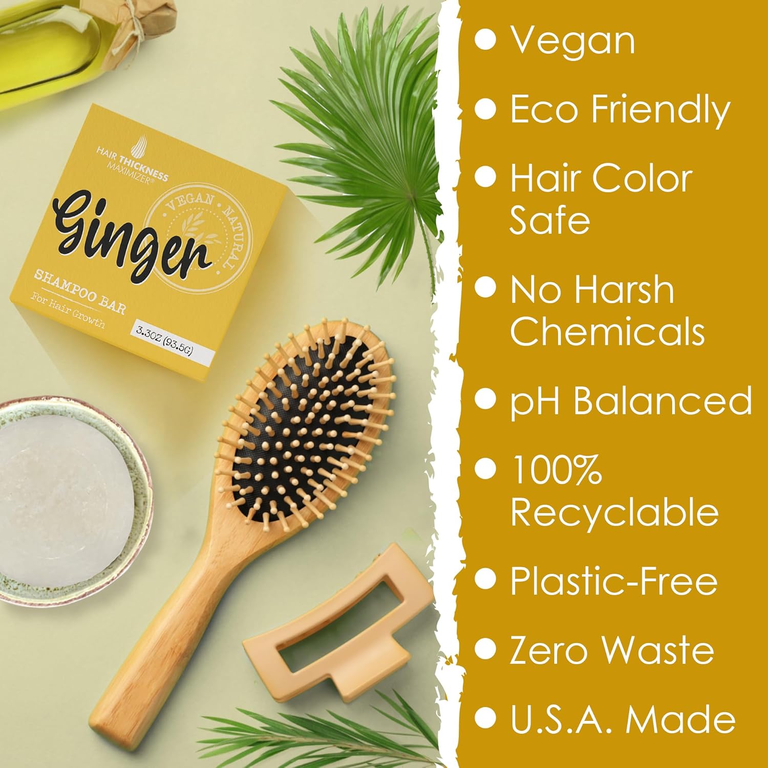 Ginger Shampoo Bar for Hair Growth, Strengthening. Ginger Oil, Rice Protein, Organic Shea Butter. Eco Friendly, Vegan. Color Safe, pH Balanced. No Harsh Chemicals. Higher Concentration vs. Liquid - Image 5