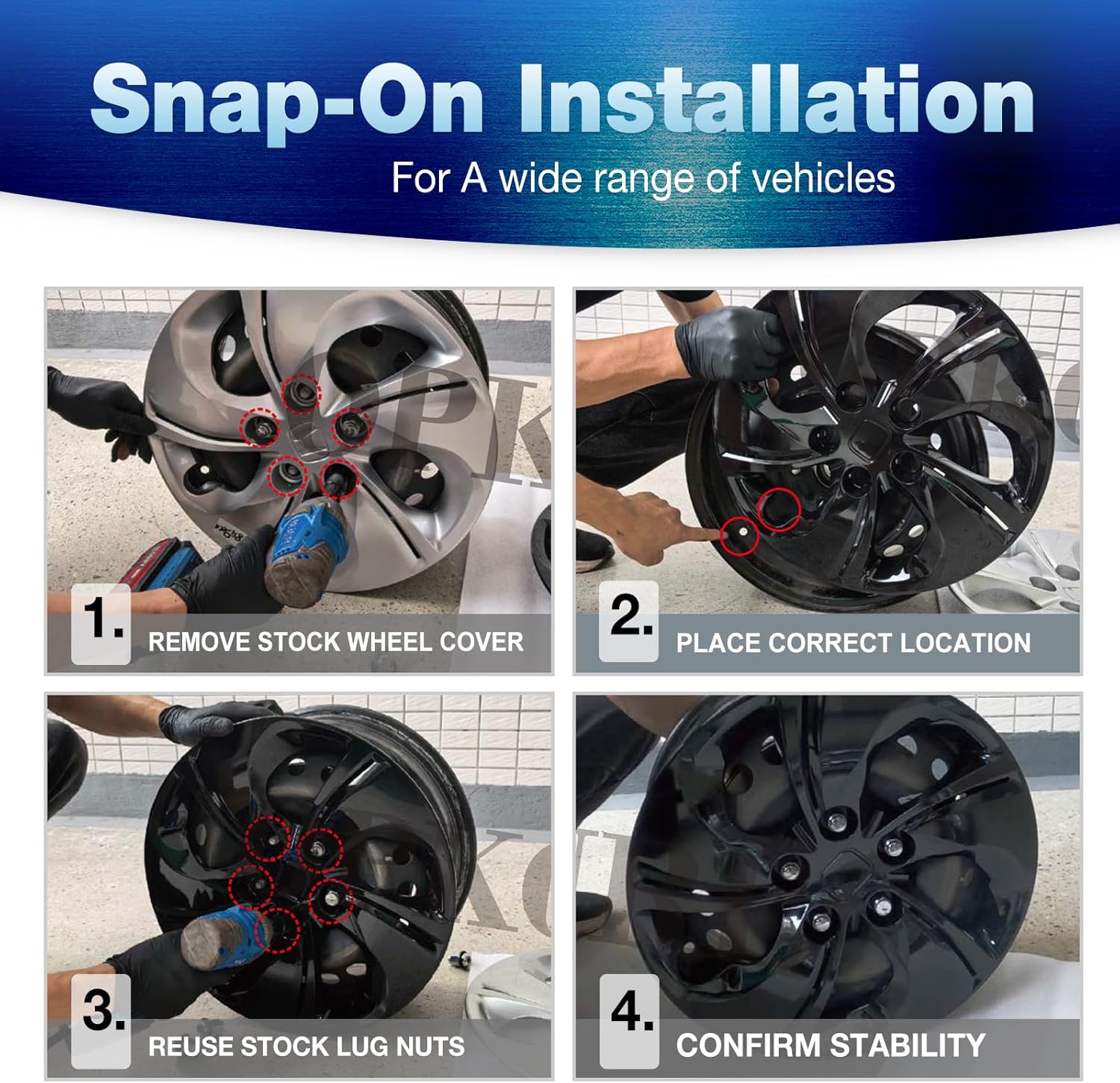 15'' Hubcaps Wheel Covers for 2013-2015 Honda Civic Sedan & 2013 Honda Civic Coupe, ABS+PC Plastic Bolt-on Hubcap Replacement Set of 4, 15 inch Silver OEM# 44733-TR3-A00