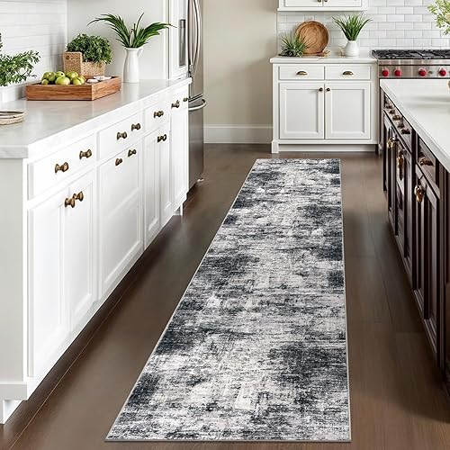 Miniatura 215 de IOHOUZE Alfombra pequeña abstracta de 2 x 3 pies, alfombra de entrada lavable para entrada interior, alfombras con respaldo de goma, alfombra gris
