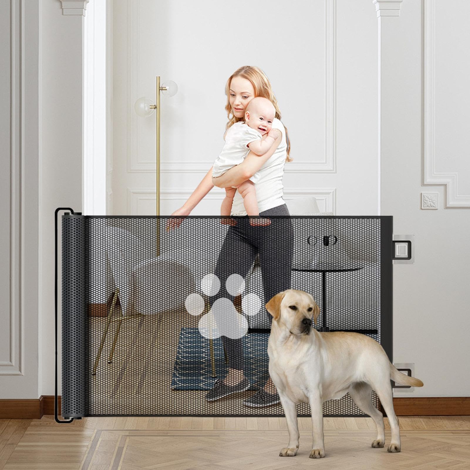 Reja De Seguridad para Bebé Reja Extensible De Malla Protectora Infantil | Barrera De Seguridad Interior Para Puertas Guardería Escaleras Cocina Patio Exterior