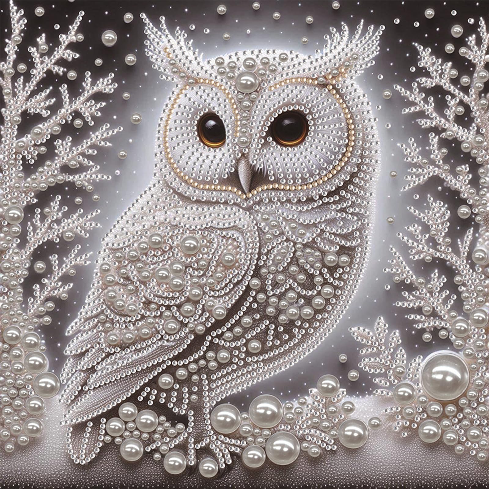 Snow Glow Owl Special Shaped 5D DIY Partial Drill Diamond Painting Kit Home Art 30x30cm (Owl-1)
