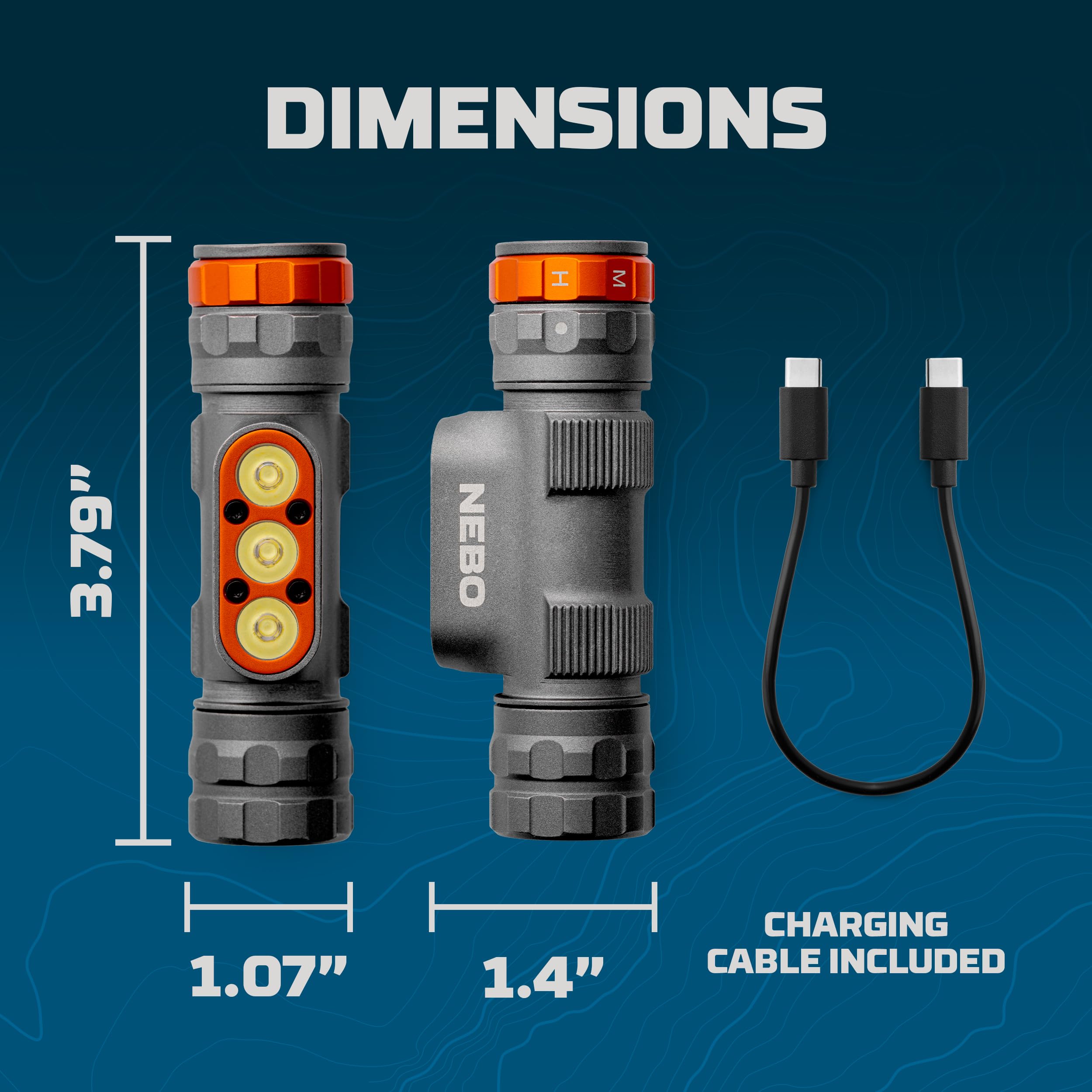 NEBO Transcend 1500 Linterna frontal recargable por USB para camping, senderismo, espeleología, pesca, luz frontal brillante impermeable resistente a los impactos con 5 modos de luz, correa ajustable