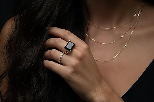 Miniatura 2 de Anillo de ónix negro de estilo clásico, impresionantes anillos de piedras preciosas, joyería hecha a mano para mujer, moda, declaración, compromiso