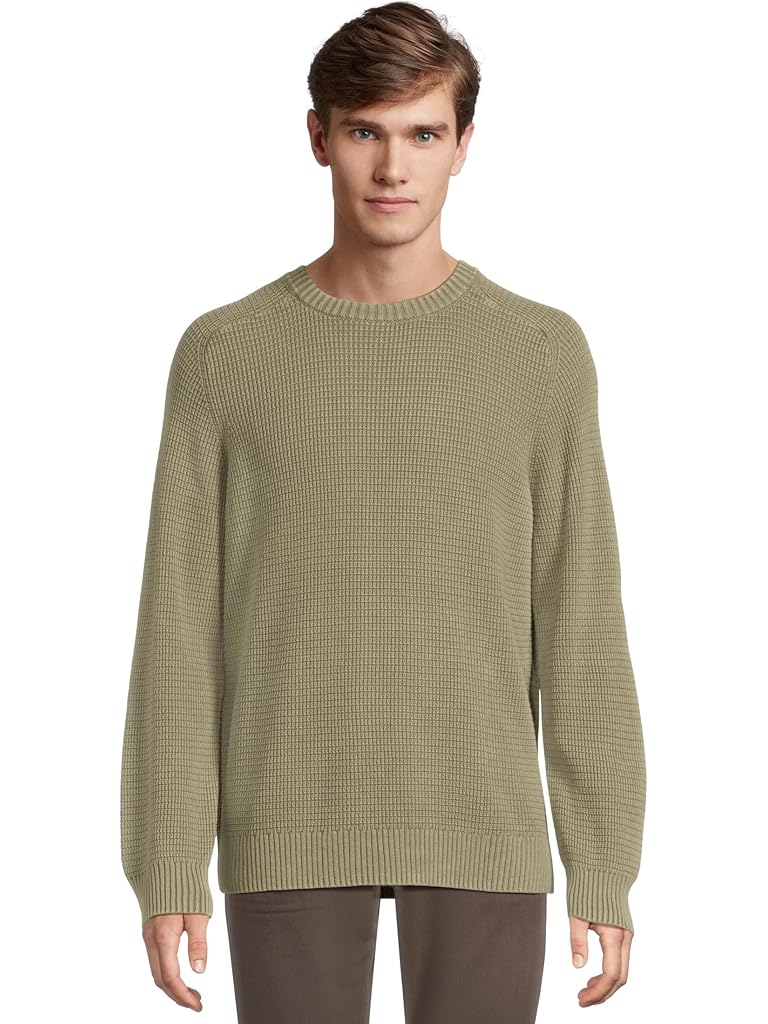 Black L.L.Bean Textured Washed Cotton Sweaters Crewneck