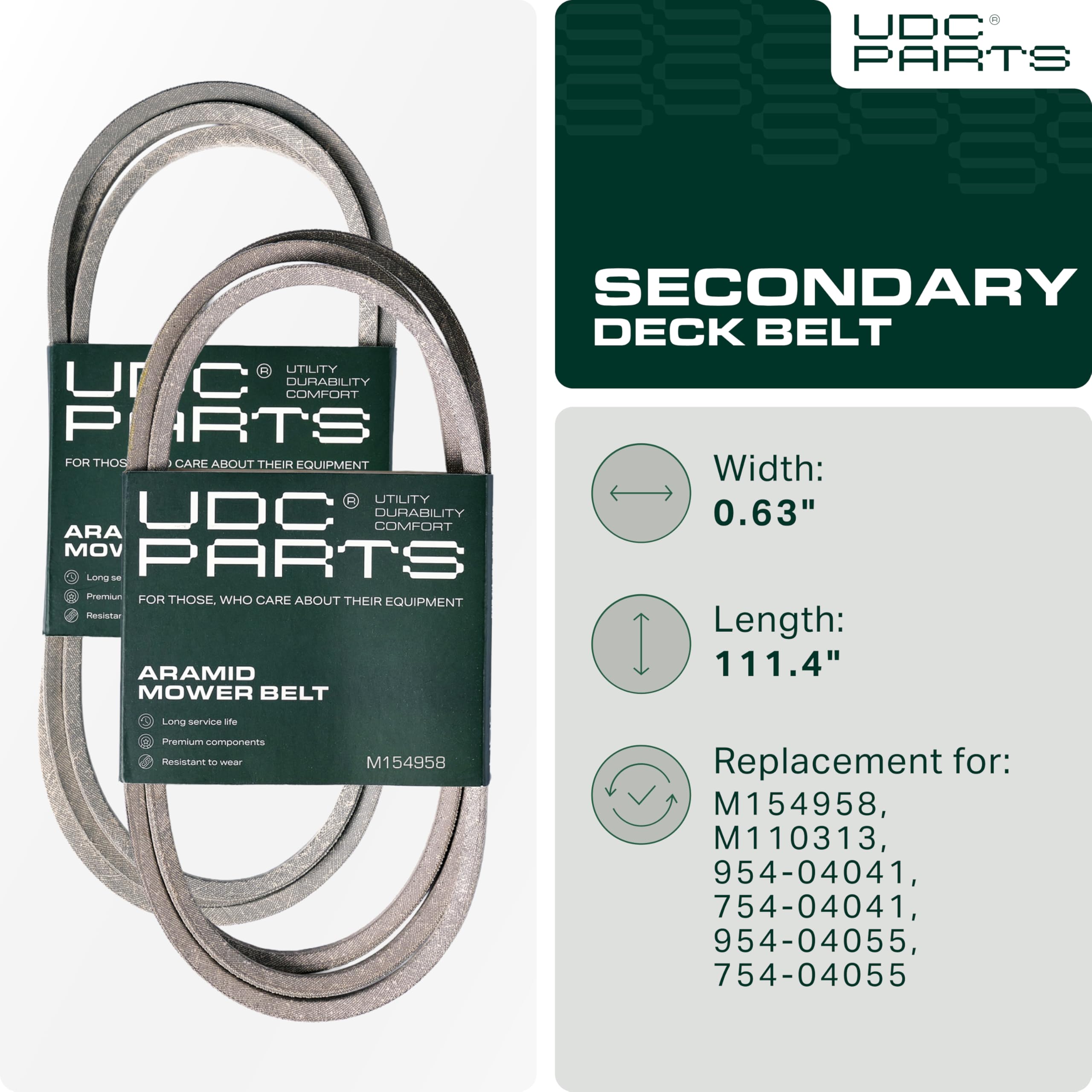 Correa de transmisión para cortacésped M154958, hecha de Kevlar Aramid Cord/Reemplazo para John Deere
