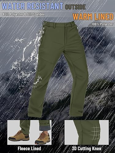 Miniatura 2 de TACVASEN Pantalones de nieve para hombre, resistentes al agua, pantalones de trabajo para senderismo, forro polar, forro polar, pantalones de esquí