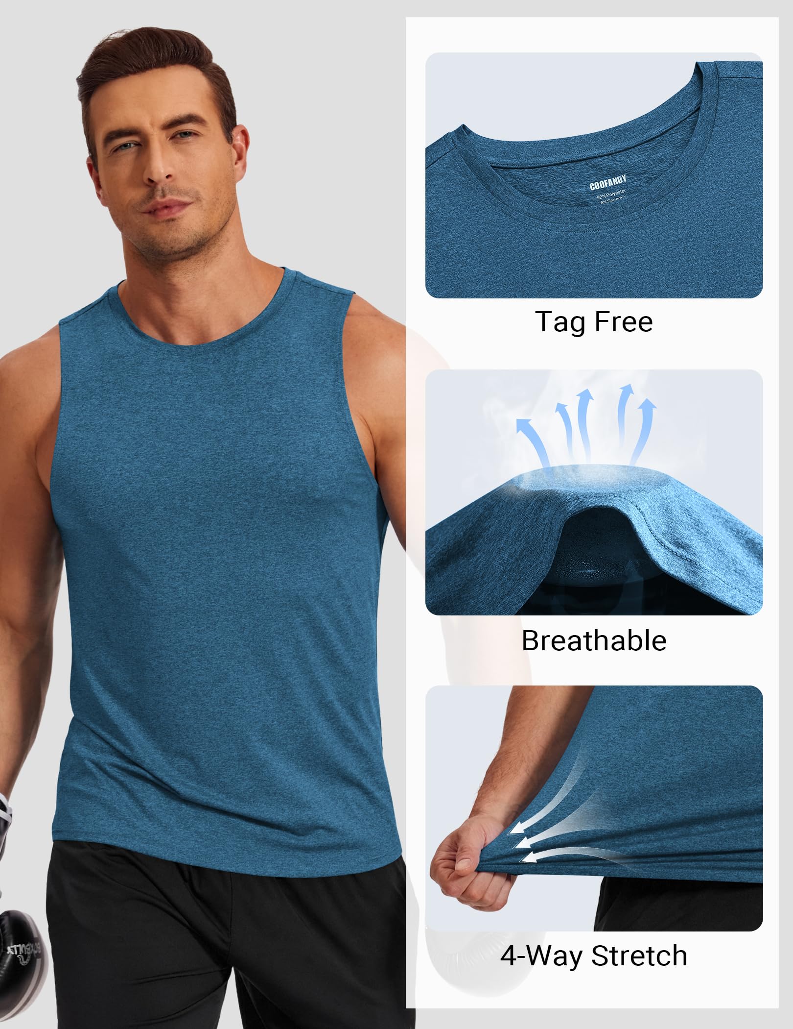 COOFANDY Camiseta Tirante Hombre Ligera Camiseta Deportiva Fitness Secado Rápido Camiseta de Gimnasio Muscular Verano Funcional