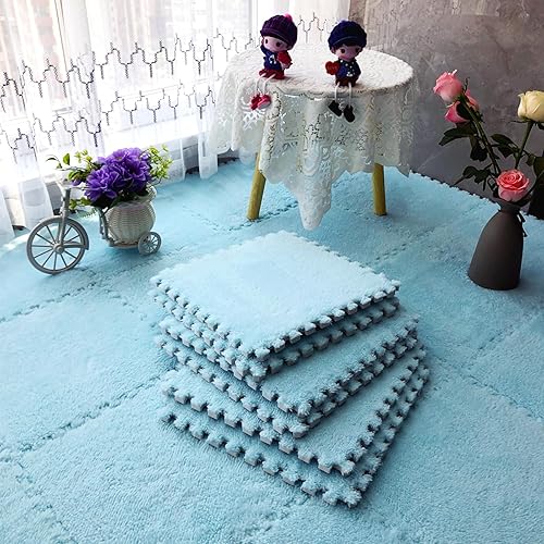 Miniatura 2 de Juego de 12 alfombrillas de juego de rompecabezas de azulejos entrelazadas de espuma EVA suave, alfombrillas protectoras para el suelo de los niños,