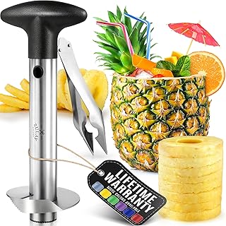 Pineapple Cutter and Corer with Triple Reinforced Stainless Steel - Easy-to-Use Pineapple Corer with Thicker Blade - Pineapple Cutter - Pineapple Slicer and Corer Tool for Easy Core Removal by Zulay