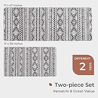 Vista 6 de FRESHMINT Juego de 2 tapetes de cocina antifatiga para piso, impermeables y antideslizantes, estilo bohemio, tapete de cocina acolchado para estar