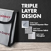 Vista 2 de Tenergy Paquete de 2 bolsas Lipo ignífugas, bolsas de batería para carga y almacenamiento, 5.5 x 3.5 x 2 pulgadas cada una