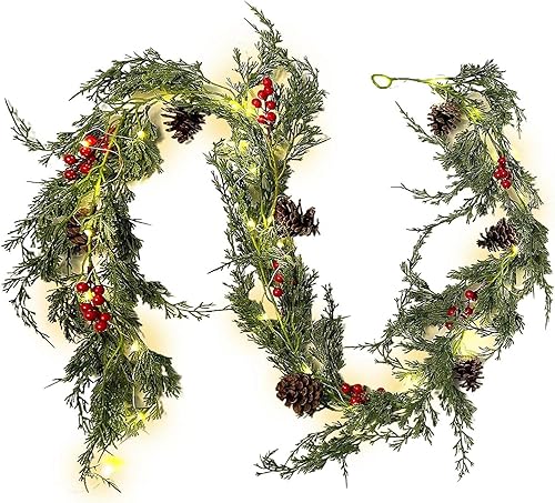 RECUTMS Guirnalda de Navidad para exteriores, guirnalda de pino para exteriores, decoración de corona de Navidad para el hogar, guirnalda de manto, disponible en Yaxa Costa Rica