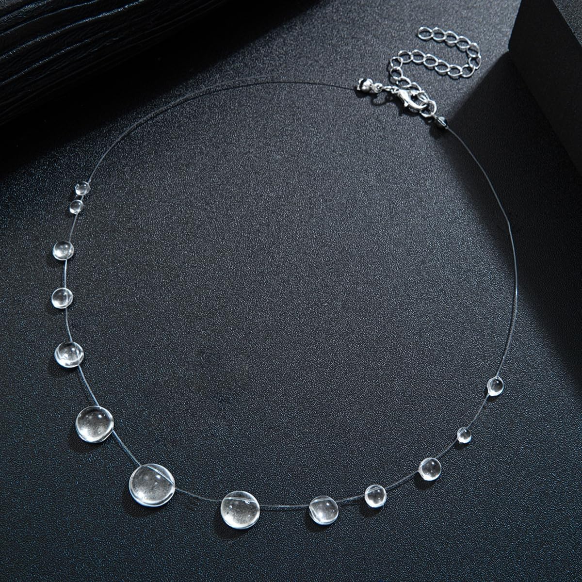 Water Drop Crystal Necklace for Women Simple Clear Minimalist Pendant Necklace Dew Drop Fashion Chain Choker Jewelry Gifts for Women