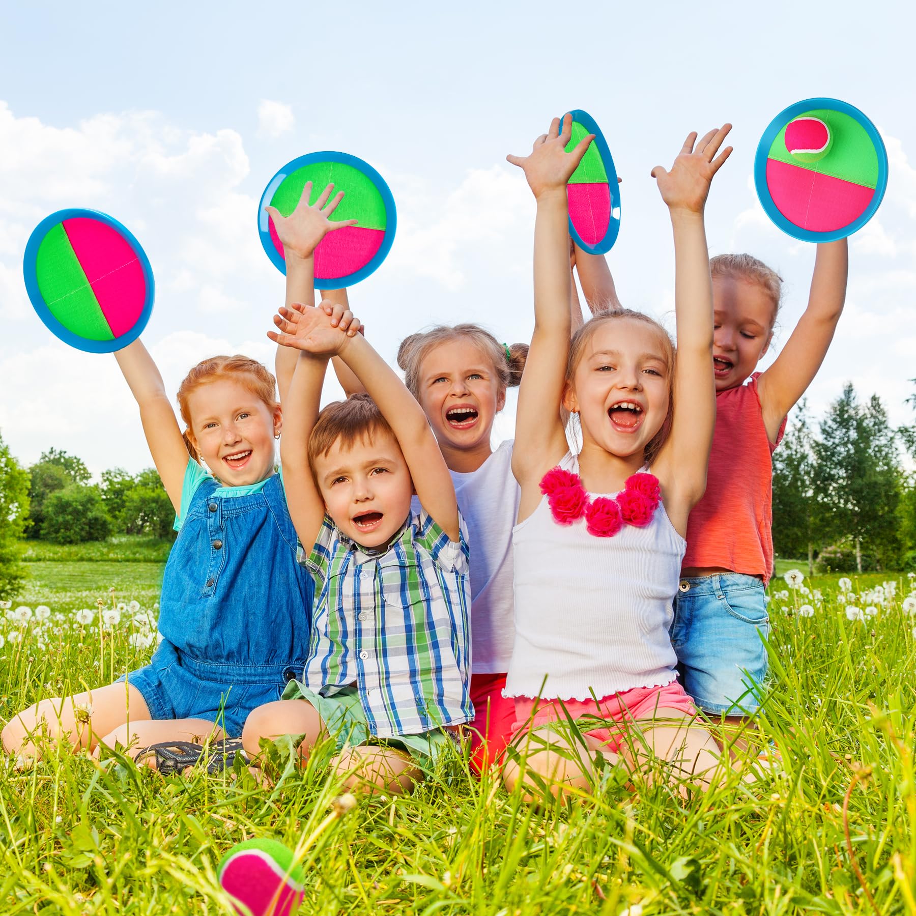 INPODAK Klettballspiel Wasserdicht Wurf Fangspiel Set Klettball Strandspielzeug Wurfspiel Kinder Erwachsene Garten Draußen Strand Spiele mit Aufbewahrungstasche Kinder Geschenke ab 3 Jahre
