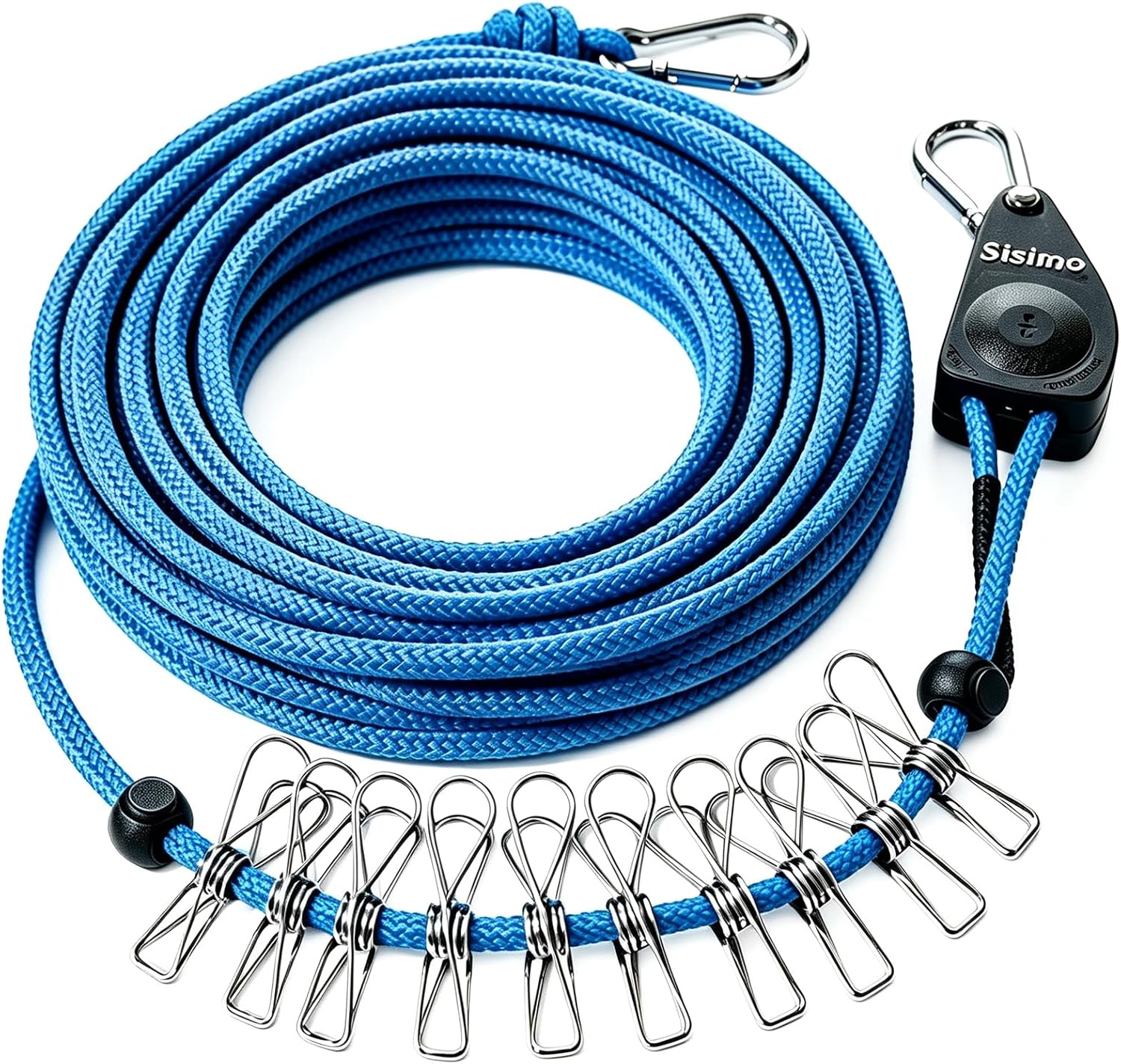 40FT Retractable Clothesline Outdoor 1/4" Polyester Coated Steel Core Rope