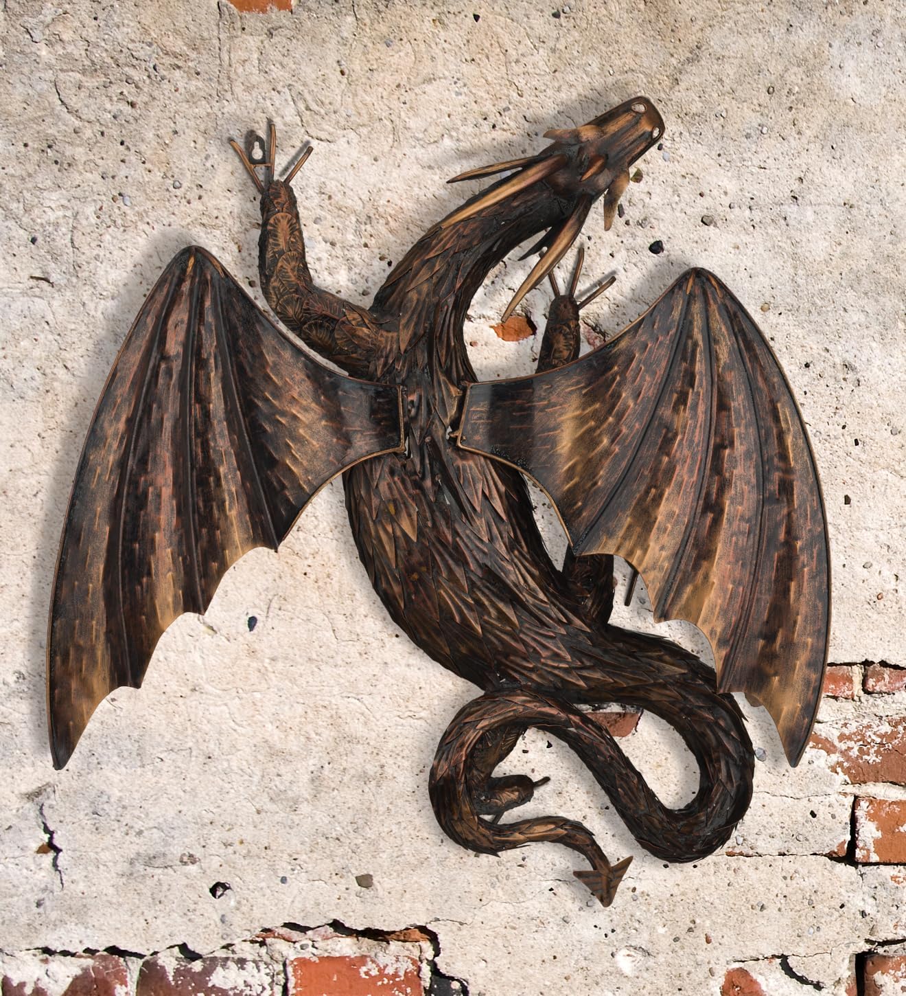 Regal Art & Gift Dragon Metal Statue – Indoor Outdoor Decorative Sculpture for Home & Garden Décor, Weather-Resistant Yard Art Figure for Patio, Lawn, Red - Bronze