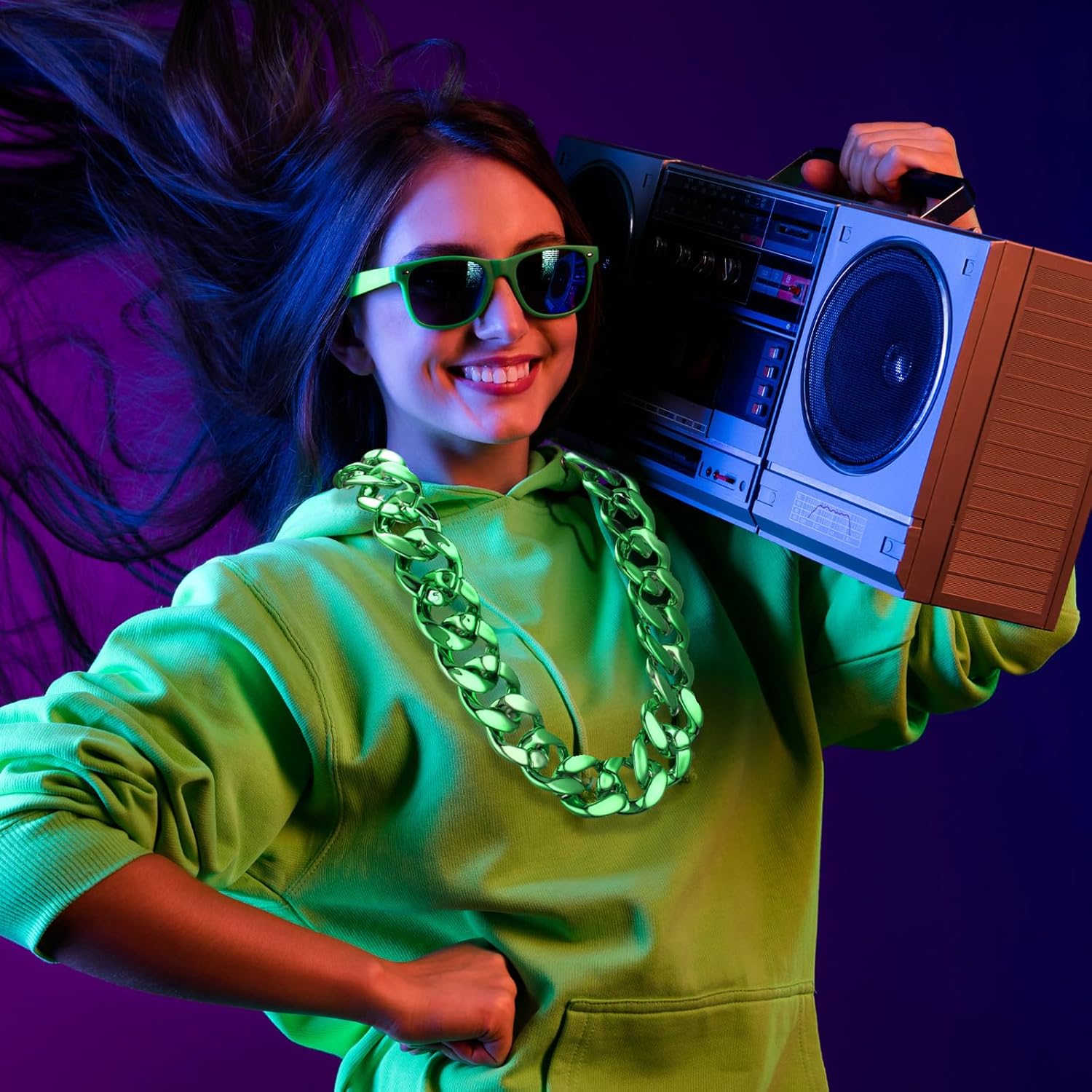 Big Chain Necklace Detachable Hip Hop Rapper Fake Chain Plastic Necklace 80s 90s Costume - Image 7