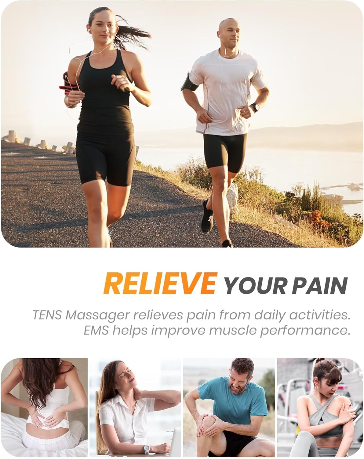 AVCOO 30 Modes TENS EMS Unit Compact Muscle Stimulator for Pain Relief of Back, Shoulder, Neck, Rechargeable & Portable Dual Channel EMS Muscle Stimulator with 30 Intensity Levels, 12 Electrode Pads - Image 2