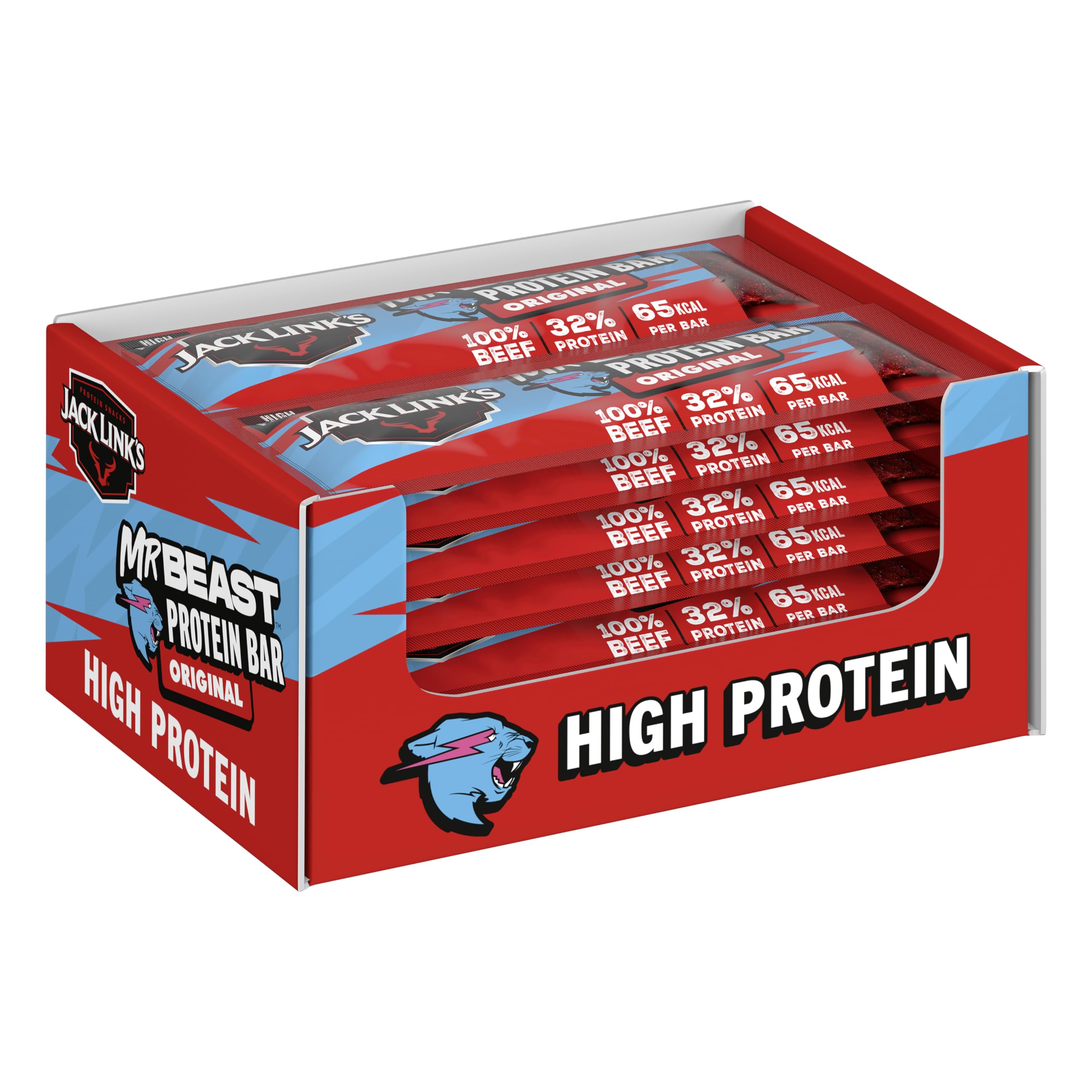 Jack Link’s Barre Protéinée Beef Original - Pack de 14 (14 x 22,5 g) - Barre protéinée low carb - Barre de protéines - Barre énergétique - Snack pour le sport - Snack riche en protéines
