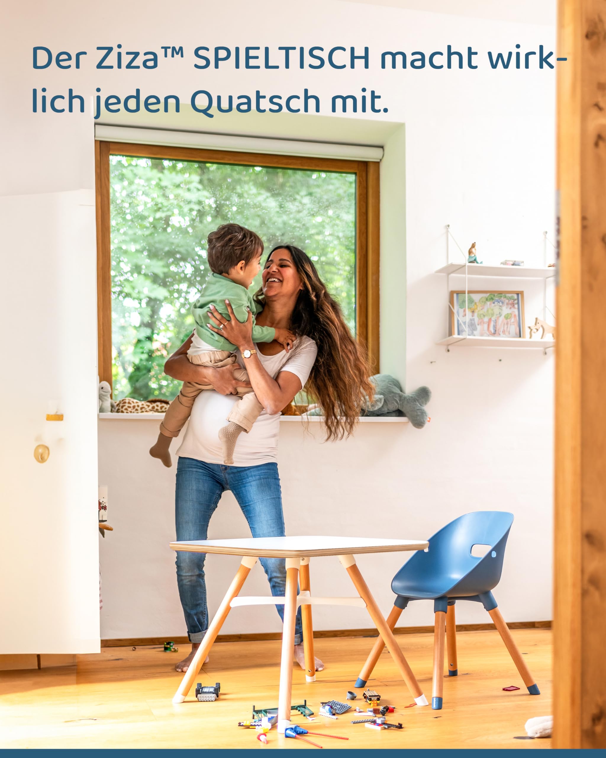Ziza Spieltisch ab 1 Jahr Vanilla - Kindertisch für die ersten Lebensjahre ideal zum Spielen, Malen & Basteln, Robuster Tisch aus Holz mit Stabiler Stahlkonstruktion