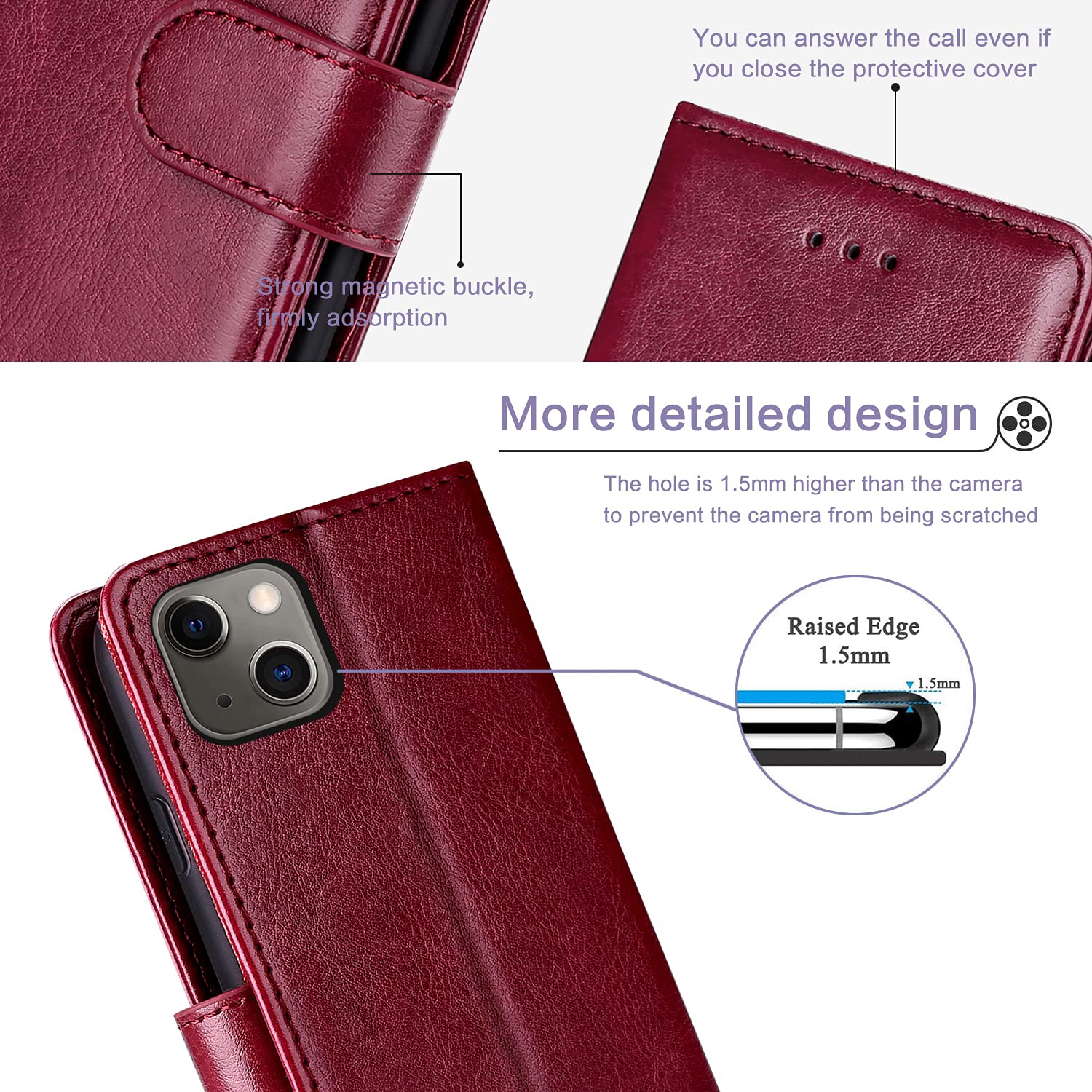 Custodia Portafoglio In Pelle Per IPhone 13 Mini - Marrone Scuro - Con Chiusura Magnetica E Supporto