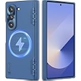 for Samsung Galaxy Z Fold 6 Magnetic Case with Screen Protector, [Compatible with MagSafe][Hinge Protection] Frosted Texture Slim Fit Protective Phone Case for Galaxy Z Fold 6 Case Blue