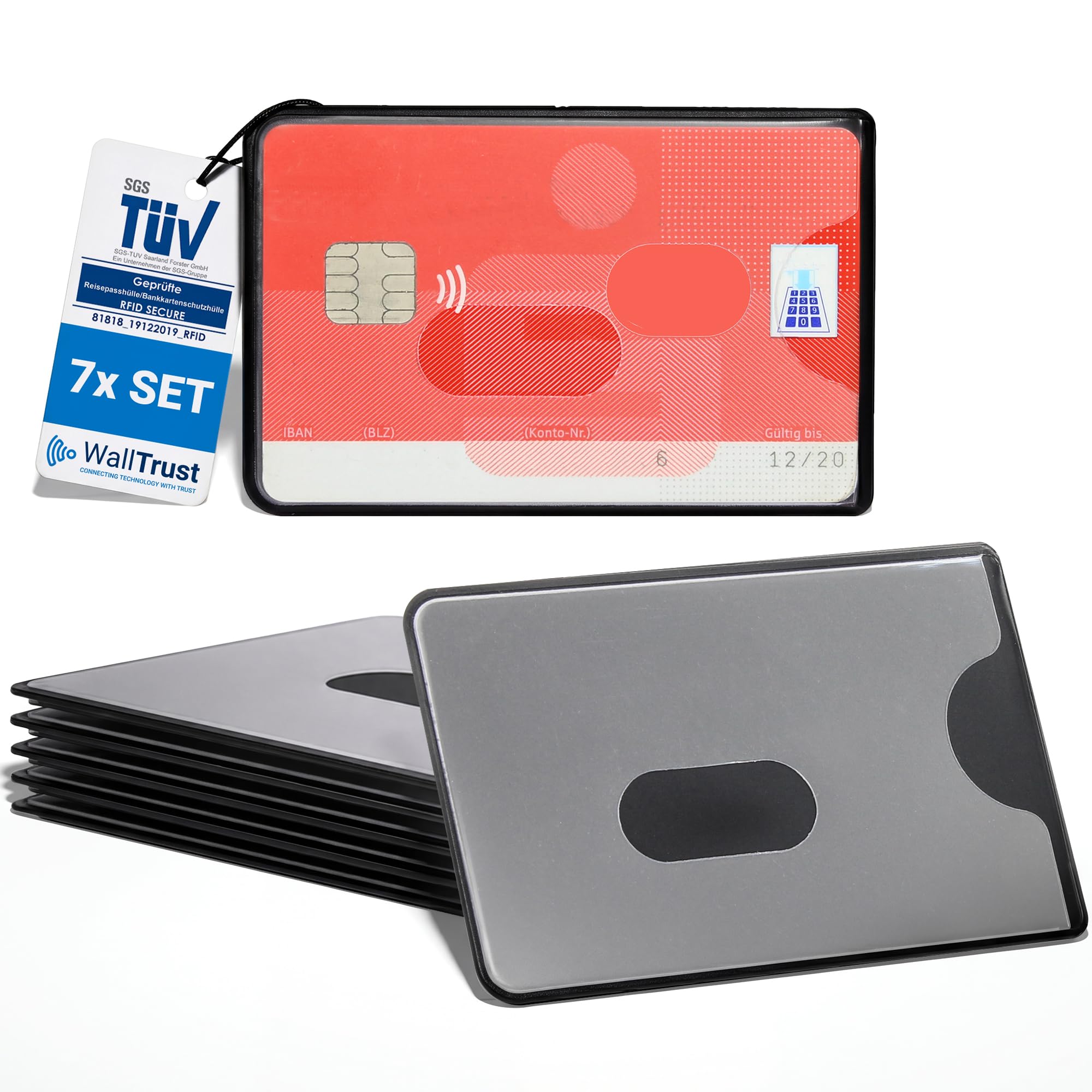 WallTrust RFID NFC Blocker Protective Cover - Pokrowiec ochronny na karty kredytowe, zestaw 3 sztuk, przezroczysta twarz, przezroczysty matowy, Jeu de 6, Klasyczny