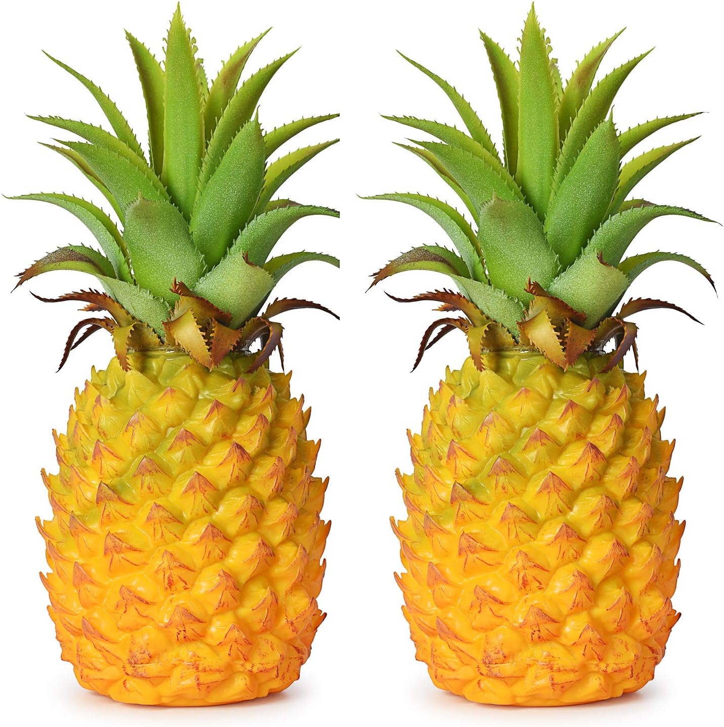 Lvydec 2 Pack Artificial Pineapple, Realistic Artificial Fruit Fake Pineapple for Home Cabinet Table Party Decoration (8.2" - 2 Pack)