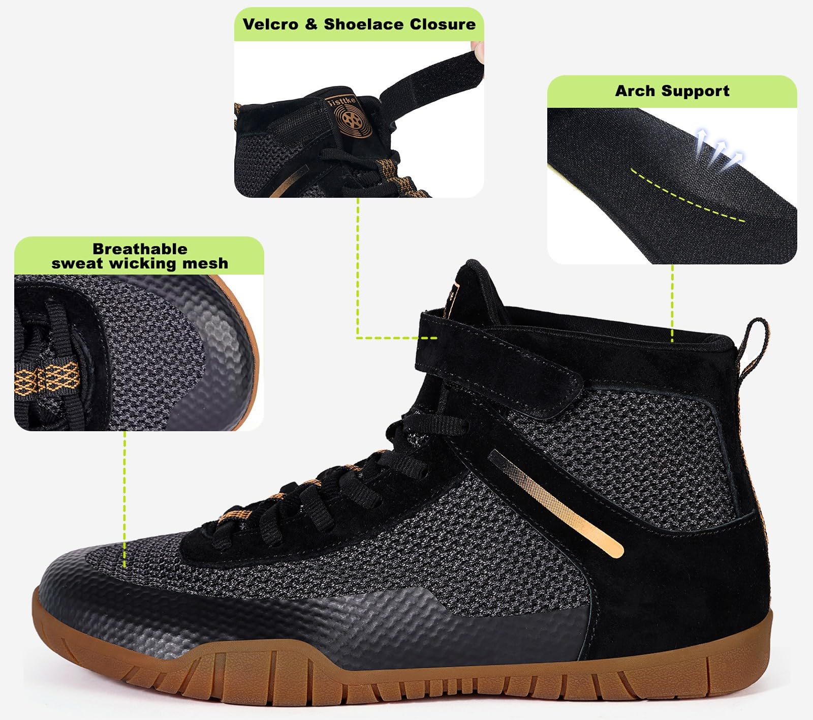 Hsyooes Scarpe da wrestling da uomo, scarpe da boxe e fitness