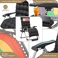 Vista 4 de Athena Collection Zero Gravity - Juego de 2 sillas de salón para exteriores con cojín, 29 pulgadas de ancho, sillas reclinables con soporte