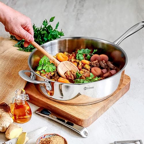 Miniatura 2 de DELUXE Juego de ollas y sartenes de acero inoxidable juego de utensilios de cocina de 10 piezas mango que se mantiene fresco incluye sartén para