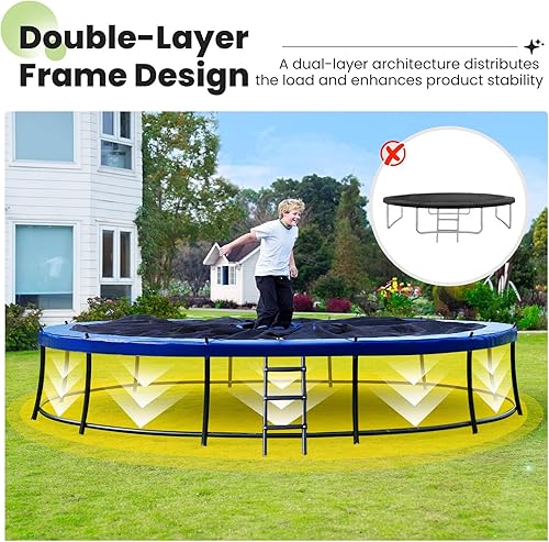 Miniatura 13 de Zupapa Trampolín de 16, 15, 14, 12, 10 pies, con red de seguridad y escalera antideslizante, garantía de calidad de 10 años, perfecto para niños