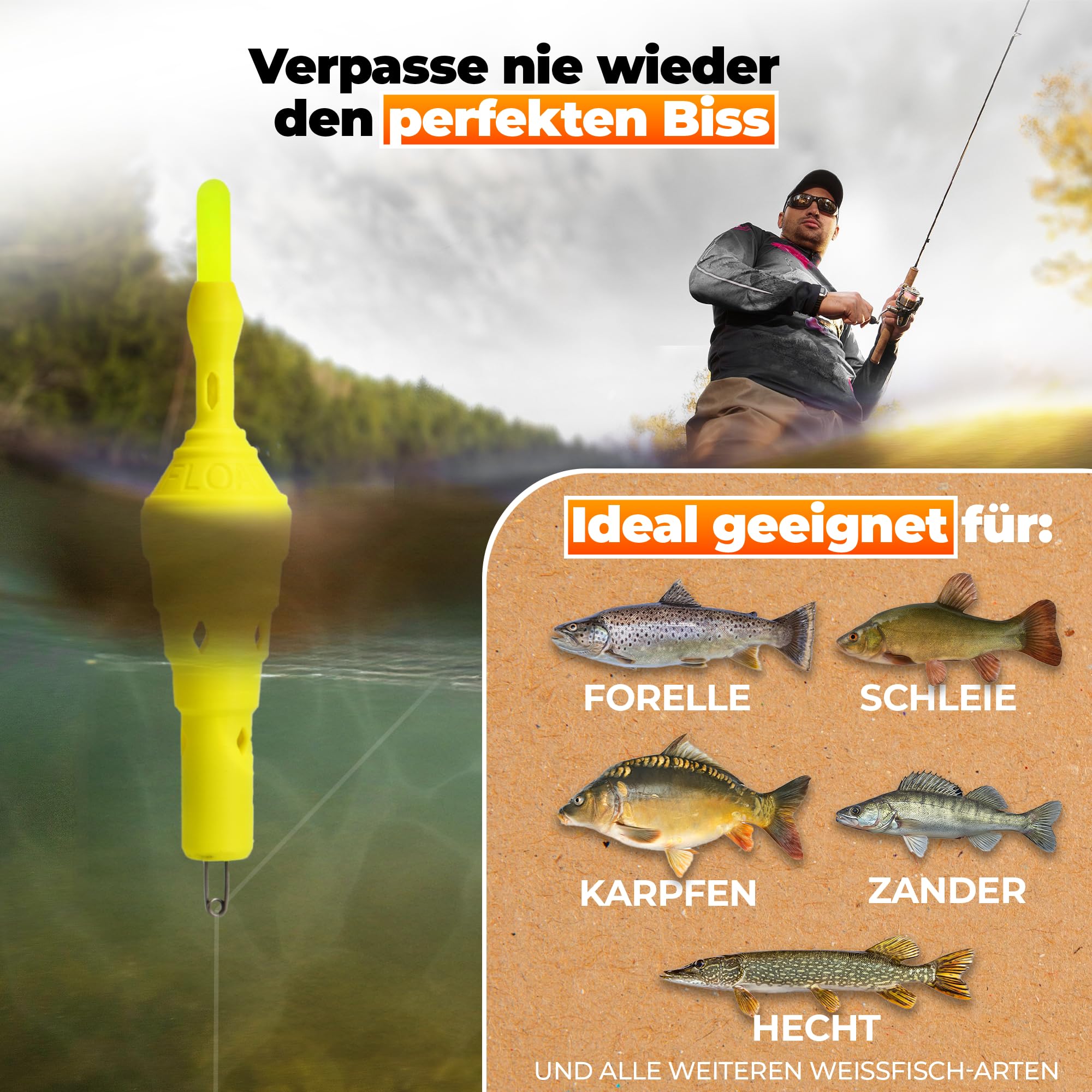 Angelposen Set ohne Blei – Posen mit AirControl-System | Schwimmer Angeln mit verstellbarem Anbisswiderstand | Angelzubehör, Posen Angeln für Forelle, Hecht & Karpfen